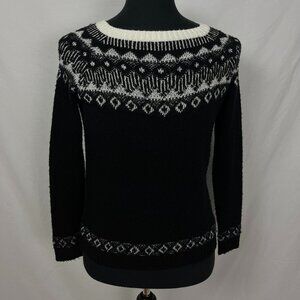 Ecoté Black White Festive Long Sleeve Knit Crew/Boatneck Sweater Size XS/M